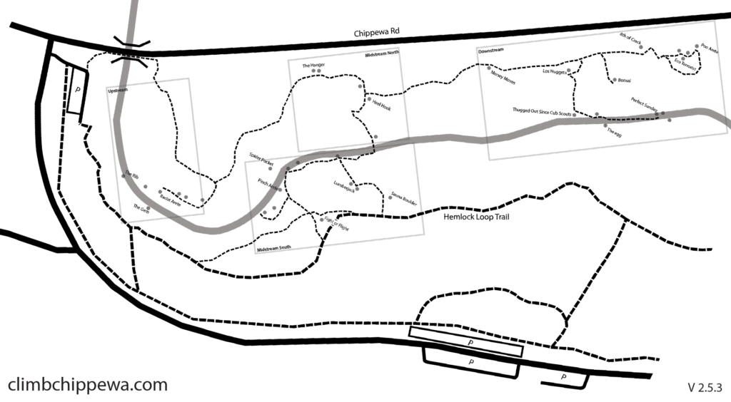 Chippewa Creek Bouldering Map